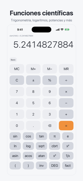 Funciones científicas de Calcula